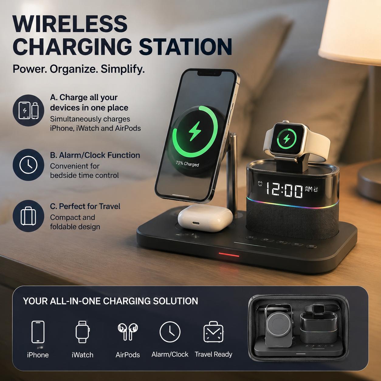 Desk Setup Home Office - Stazione di Ricarica Wireless Magnetica per