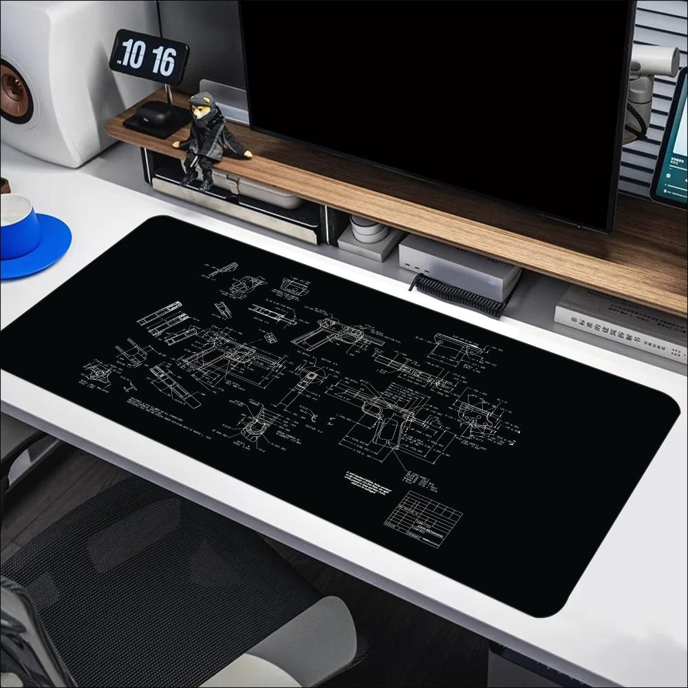 Desk Setup Workspace - Tappetino per Mouse Grande con Disegno
