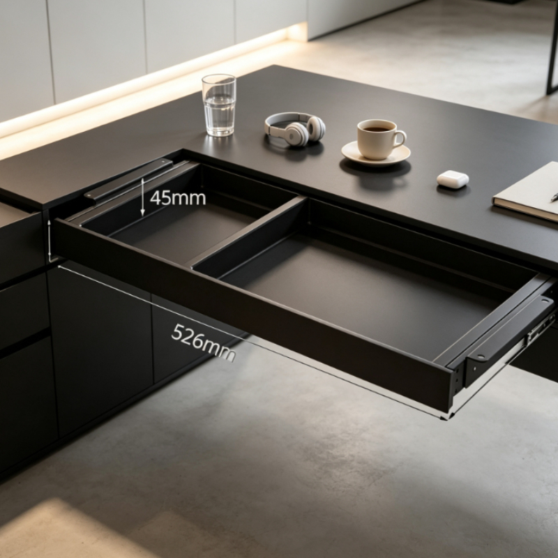 Desk Setup Home Office - Vassoio portaoggetti estraibile premium da scrivania,