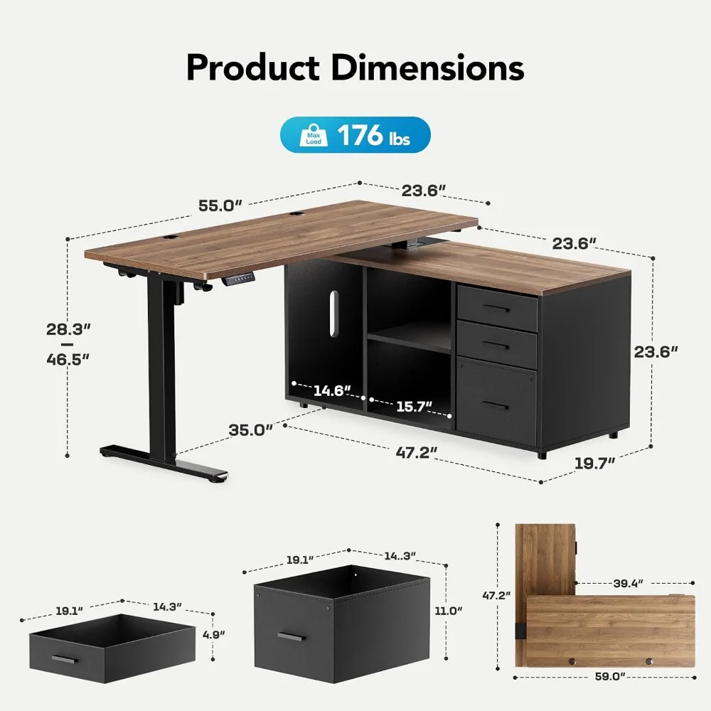 Scrivania a L HUANUO da 55 pol - Desk Setup Height recensione e prezzo